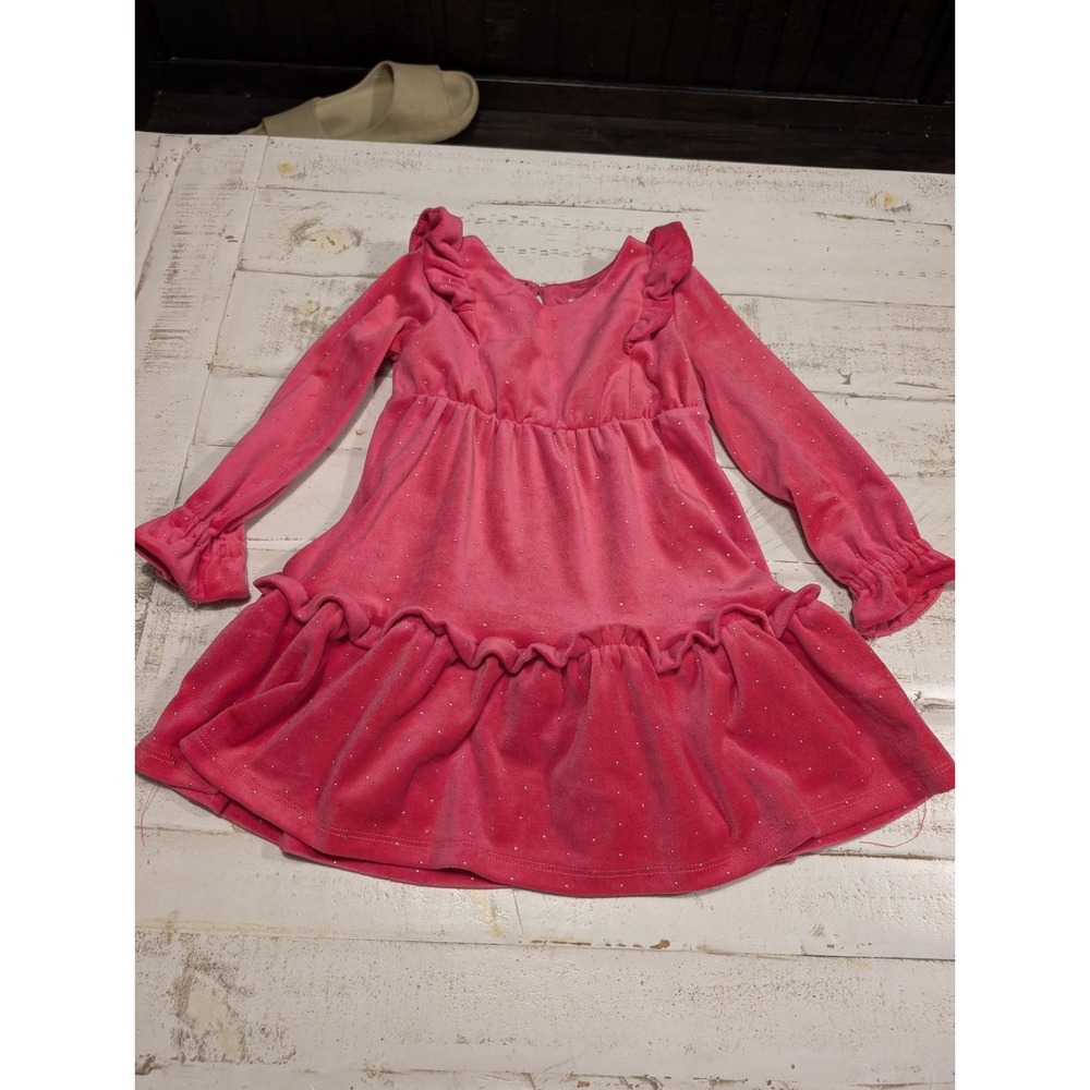 Tahari Hot Pink Velour Studded Toddler Dress Size 2T